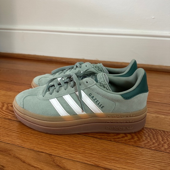 adidas gazelle silver green womens adidas ORIGINALS Gazelle Bold Trainers